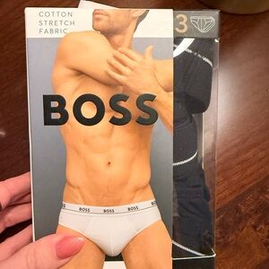 BOSS Men's Cotton Black Stretch Mini Briefs - Medium